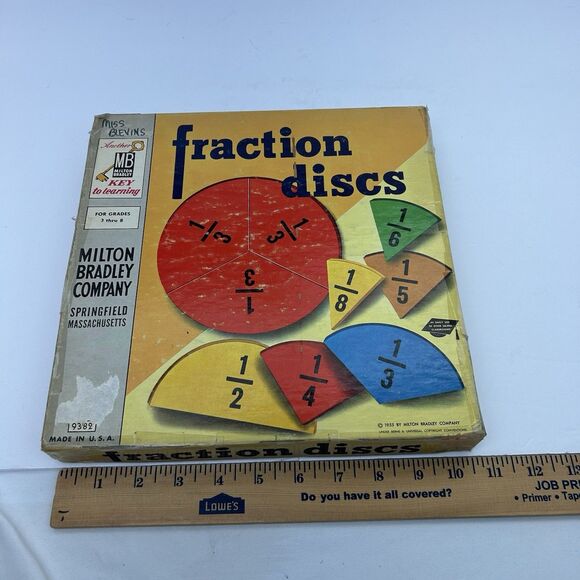Vintage 1955 Milton Bradley Fraction Discs #9382 Learning Homeschool Education - Picture 12 of 13